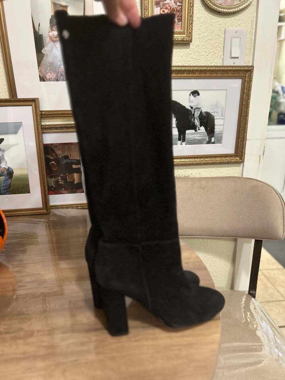 Sam Edelman Caprice Knee High Boots Size 7.5 Black Suede